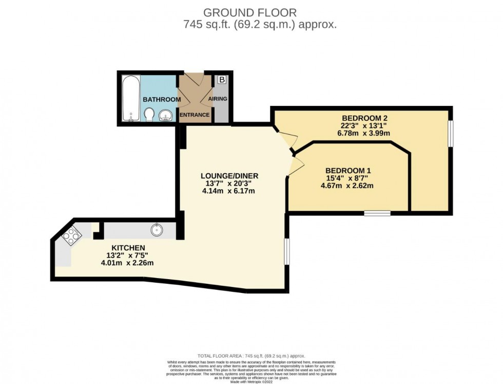 Floorplan for Apartment 42, Bloomsbury House, 27 Guildhall Road, NORTHAMPTON