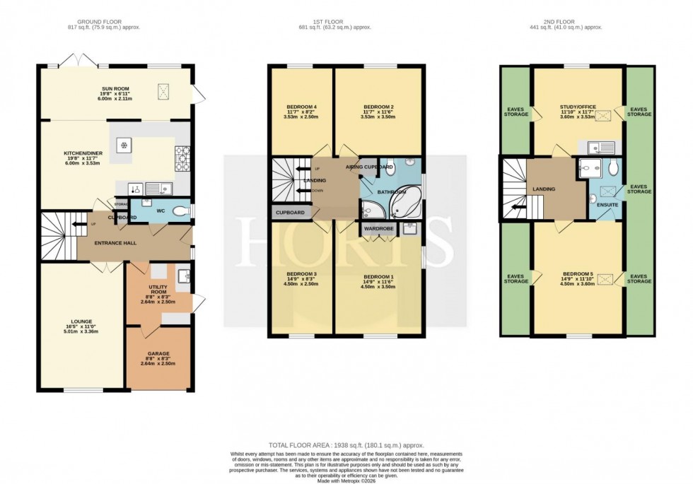 Floorplan for Hoskyn Close, Hillmorton, Rugby