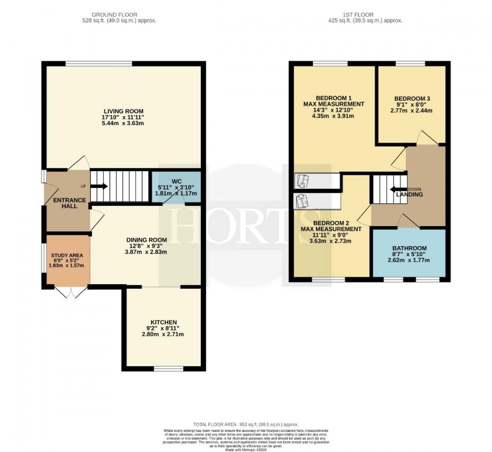 Floorplan for Ruskin Close, Rugby