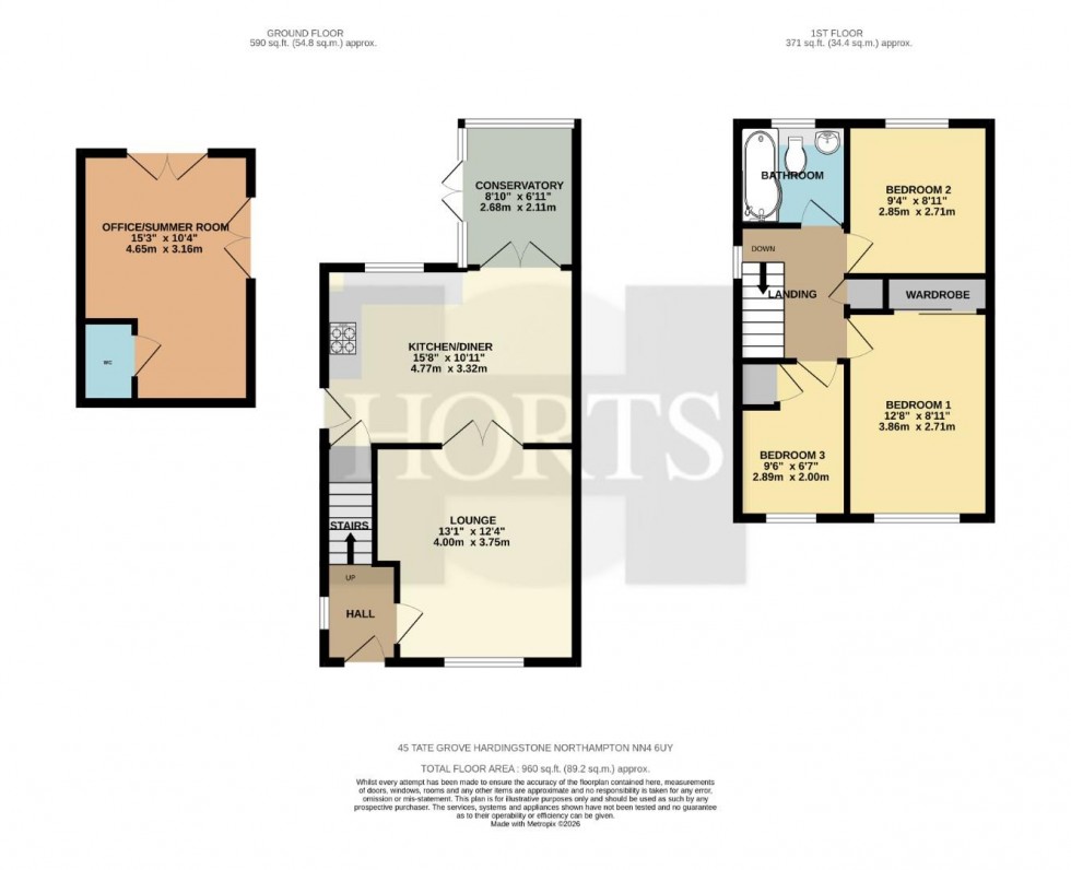 Floorplan for Tate Grove, Hardingstone, Northampton